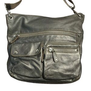 Fossil Dark Gray Leather Crossbody Bag
